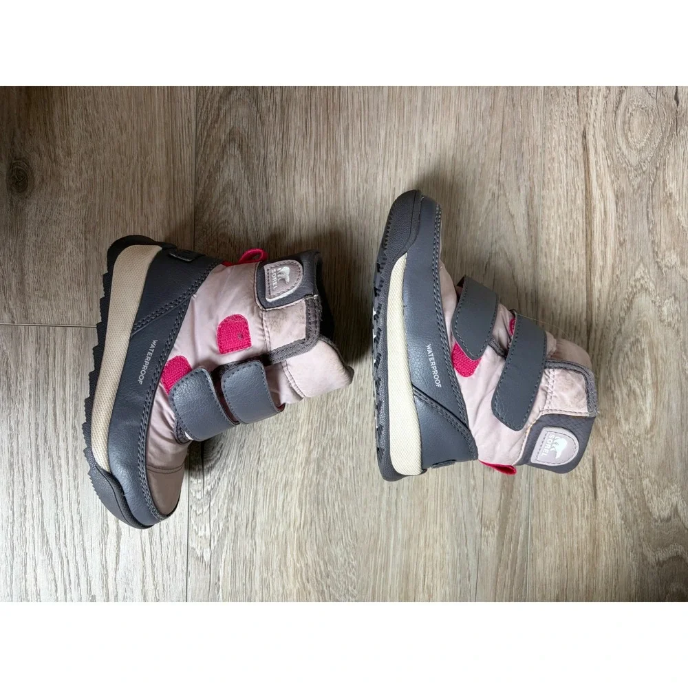 Sorel Whitney II Strap Kids Waterproof Winter Snow Boots Pink Grey NV3919-608 7